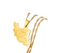 QYYZTQY New 2025 Iran Map With Cities Pendant Necklace Women Hers Jewelry, Color/Gold Color Iranian Necklaces With For You Jewelry Fashion Accessories Creative Gift