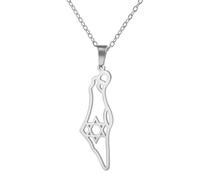 QYYZTQY New 2025 Jewish Israel Map Pendant Choker Chain Stainless Steel Necklace For Women Jewelry Judaism Gift 2025 New For With For You Jewelry Fashion Accessories Creative Gift
