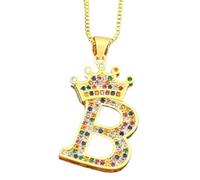 QYYZTQY New 2025 Light Luxury Gold Plated Colorful Zircon A-Z Crown Alphabet Pendant Necklace Classic Fashion Woman Family Name Jewelry With For You Fashion Accessories Creative Gift
