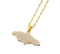QYYZTQY New 2025 Map Pendant Necklaces For Women Hers With Rhinestone Jewellery Gold Color Jamaican Jewelry With For You Fashion Accessories Creative Gift, size, Stainless Steel, No Gemstone