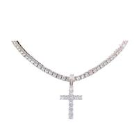 QYYZTQY New 2025 Men Women Hip Hop Cross Pendant Necklace Zircon Tennis Chain Iced Out Bling Necklaces Hiphop Jewelry Fashion Gift Fashion Accessories Creative Gift