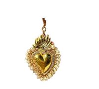 QYYZTQY New 2025 Mexican Catholic Sacred Heart Pendants Religious Necklace Jewelry Silver Gold Plated Red Enamel Tones Women Fashion Accessories Creative Gift
