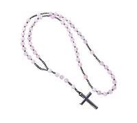 QYYZTQY New 2025 Purple Blue Jaspr with Cross Pendant Necklace for Women Catholic Christ Rosary Necklaces Female Jewelry Fashion Accessories Creative Gift