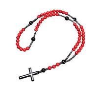 QYYZTQY New 2025 Purple Blue Jaspr with Cross Pendant Necklace for Women Catholic Christ Rosary Necklaces Female Jewelry Fashion Accessories Creative Gift