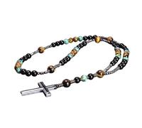 QYYZTQY New 2025 Purple Blue Jaspr with Cross Pendant Necklace for Women Catholic Christ Rosary Necklaces Female Jewelry Fashion Accessories Creative Gift