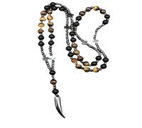 QYYZTQY New 2025 Rock Crystal Catholic Rosary Necklace Female Male Tiger Eye Cross Pendant Meditation Mara Jewelry With For You