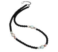 QYYZTQY New 2025 Stainless Steel Retro Style Men's Beaded Necklace Natural Lava Stone Necklace Men And Women Tribal Gifts For Him. With For You Jewelry Fashion Accessories Creative Gift, size,