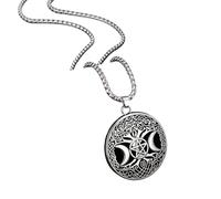 QYYZTQY New For Trendy 2025 Vintage Triple Moon Goddess Pendant Necklaces For Men Women Wicca Pentagram Magic Amulet Necklace Stainless Steel Jewelry Fashion Accessories Creative Gift
