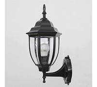 QYYZTQY Outdoor Traditional Glass Lantern Outdoor Vintage Metal Wall Lamp Waterproof Matte Black Finish with Clear Glass Garden Decor Wall Mount Light for Corridor Villa Patio Garage