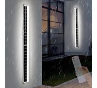 QYYZTQY Outdoor Yard Remote Control IP65 Waterproof Wall Lamp with Built in Solar Battery 3000K/6000K Long Strip Garden Garage Porch (20cm,White Light)