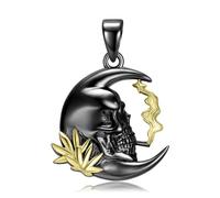 QYYZTQY Pendant 925 Sterling Silver Butterfly Moth Skull Scream Black Wings Chain Necklace For Girl Women Jewelry