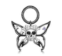 QYYZTQY Pendant 925 Sterling Silver Butterfly Moth Skull Scream Black Wings Chain Necklace For Girl Women Jewelry