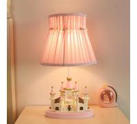 QYYZTQY Princess Night Light for Girls Castle Pink Table Lamp Pleated Shade Kids Bedside Table Lamp Dimmable Desk Light Cute End Nightstand Lamp for Children Bedroom Nursery Room