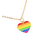 QYYZTQY Rainbow Necklace For Women And Men, Colorful Rainbow Love Wins Heart Pendant Necklace Support Charm Choker Necklace, Rainbow Bridge Necklace