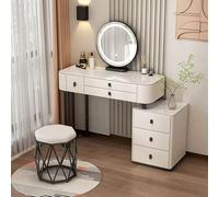 QYYZTQY Set Lights Drawers Makeup Vanity Desk with Mirror and Stool for Bedroom Glamour