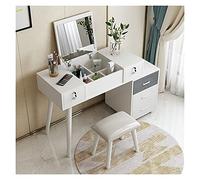QYYZTQY Set with Mirror 2 Drawer Dressing Table Desk Bedroom Furniture Clamshell, Save Space Makeup Table/Vanity Table,White