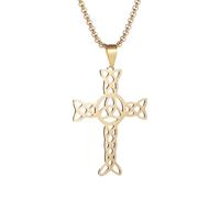 QYYZTQY Silver Amulets Eternal Knot Religious Jesus Pendant A Celtic for Men, Irish Cross Necklace