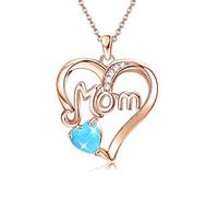 QYYZTQY Sterling Silver Mom Birthstone Jewelry Love Heart Pendant Mothers for Women Mama Aunt Grandma Mothers Day Birthday