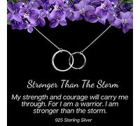 QYYZTQY Sterling Silver, Thinking Of You Gifts for Women, Cancer Gifts for Women, Warrior, Stronger Than The Storm, Encouragement gifts for women, Infinity Circle Pendant, 18 inch, Sterling Silver,