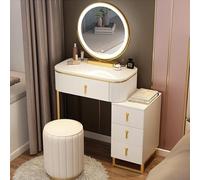 QYYZTQY Table,Dressing Set, Color Modes, with 4 Drawers and Stool, Cosmetic Storage Table for Bedroom, Dressing Room,Wei?,L:60cm/23.6inch