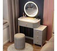 QYYZTQY Table,Dressing Set, Color Modes, with Drawers and Stool, Cosmetic Storage Table for Bedroom, Dressing Room,Wei? + Grau,L:50cm/19.7inch