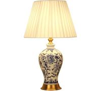 QYYZTQY Table Lamps Blue and White Porcelain Bedroom Bedside Lamp Ceramics Table Lamp with Pleated Fabric Lampshade Vase Bedroom Desk Lamp Office Night Lamp