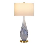 QYYZTQY Table Light Nightstand Lamp Large Glass Table Lamp Desk Lamps Light Luxury Blue Bedside Nightstand Lamp for Bedroom Hotel Decorative Table Lamps for Bedroom(Button Switch)