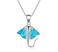QYYZTQY Unique Blue Fire Opal Jellyfish Pendant Necklace For Women Silver Color Cute Ocean Animal Choker Party Gifts