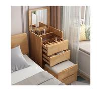 QYYZTQY Vanity Dressing Wood Vintage Flip Dresser Bedside Storage Cabinet Table for Small Space Apartment Bedroom Makeup Table,Walnut Color,48x40x82cm