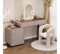 QYYZTQY Vanity Mirror 3 Color Touch Screen, Large Dressing Table with Lights, Nightstand Included, Perfect for Girls Women‘s Bedroom, Makeup and Beauty Station