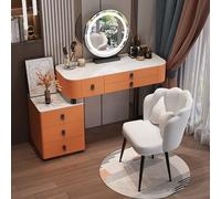 QYYZTQY Vanity Set Nightstand Upholstered Stool cm with Lights Drawers - Stylish Dressing Table for Bedroom Girls and Makeup Lovers
