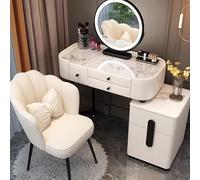 QYYZTQY Vanity Set with Stool Mirror Compact Dressing Table in White Black Ideal for Bedroom or Makeup Area Made of IV Wood Slate x 78 cm