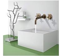 QYYZTQY Vintage Antique Brass Bathroom Faucet with Twin Cross Handles Wall Mounted Basin Mixer Tap for Classic Old Style Décor