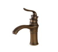 QYYZTQY Vintage Bathroom Sink Faucet Retro Basin Mixer Tap Lever Hot & Cold Water Antique Short Spout Ideal for Classic Home Decor Single Hole Installat