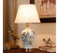 QYYZTQY Vintage Bedside lamp American Country Style Table Lamps Ceramics Decorative Table Lamp Fabric Shade E27 Living Room & Bedroom Hotel Table Lamp,C