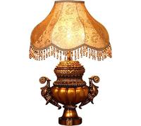 QYYZTQY Vintage Victorian Table Lamp Palace Shade Retro Rustic Table Lamp Gold Farmhouse Bedside Nightstand Lamp Mid Century Antique Desk Light for Bedroom Living Room Home Office Decorative