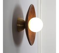 QYYZTQY Wall Lamp Walnut Wood Bedside Wall Light Copper Base Lighting Fixture for Living Room, Hotel, Bedroom, Dining Room, Vanity Wall Sconces,4000k (Color : 3 Color Light)