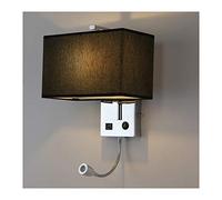 QYYZTQY Wall Light, Wall Lamp, Bedside Wall Light with USB Charging Port Metal Wall Sconces Lighting Fixture for Living Room Home and Hotel,White (Color : Black)