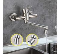 QYYZTQY Wall Mount Kitchen faucets, Wall-Mounted,hot Water 304 Stainless Steel, Laundry Sink Washing Dishes Sink-Single Function(Swing Single Function)