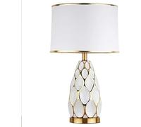 QYYZTQY White Ceramic Table Lamp Gold Finish Small Bedside Table Lamp with Drum Lamp Shade 24inch Tall Desk Nightstand Lamp