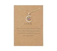 QYYZTQY Women Necklaces for Mother Ramadan Gifts Female Twelve Months Moon Shape Pendant Necklace Moon Star Pendant Paper Card Necklace Rhinestone Necklace 12 Colors Card Necklace for Pave Necklace