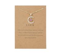 QYYZTQY Women Necklaces for Mother Ramadan Gifts Female Twelve Months Moon Shape Pendant Necklace Moon Star Pendant Paper Card Necklace Rhinestone Necklace 12 Colors Card Necklace for Pave Necklace