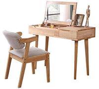 QYYZTQY Wooden Bedroom Makeup Vanity Desk Writing Desk with Drawers, Dressing Table with Flip Top Mirror, Large Storage Capacity (Color : E-Vanity Set, Size : 1 (C 2 Pcs)