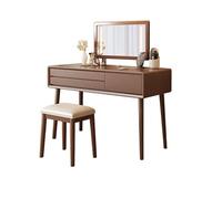 QYYZTQY Wooden Makeup Vanity Desk with Mirror Dressing Table Set for Girls and Women Stylish Bedroom Furniture with Stool Perfect for Home Decor.