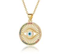 QYYZTQY WORTHBUY Evil Eye Gold Protection,16K Gold Plated Handmade Evil Eye Jewelry for Women, Eye Pendant Charm Mal De Ojo Turco Luck Amulet, Third Eye,