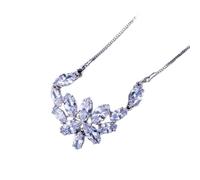 QYYZTQY Zircons Fashion Cubic Zirconia Jewelry Sparkling White Big Ice Flower Cz Crystal Pendant Necklace For Women