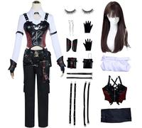 QYZ Love and Deepspace Cosplay Costume Women Anime Outfit with Wig Halloween Party Stage Dress Up (black 1, XS)