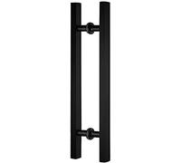 QYZUJIKL Door Handlesets Heavy Duty Stainless Steel Square Tube Commercial Push-Pull Door Handle/Glass Door Handle/Barn Door Pull Handle/Black/800 * 500Mm-Black-800 * 500Mm