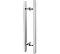 QYZUJIKL Door Handlesets Heavy Duty Stainless Steel Square Tube Commercial Push-Pull Door Handle/Glass Door Handle/Barn Door Pull Handle/Black/800 * 500Mm-Sier-800 * 600Mm