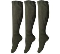 QZ FASHION 3 Pairs Army Style Boot Long Knee High Military Socks Hiking Rambling Cushioned Durable Size Uk 6-11